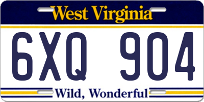 WV license plate 6XQ904