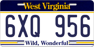 WV license plate 6XQ956