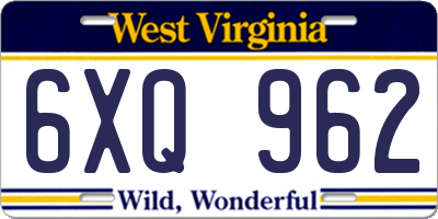 WV license plate 6XQ962