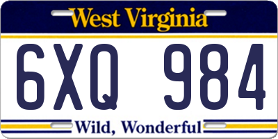 WV license plate 6XQ984