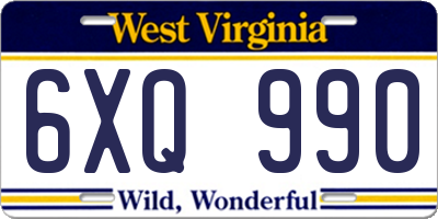 WV license plate 6XQ990