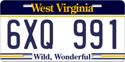 WV license plate 6XQ991