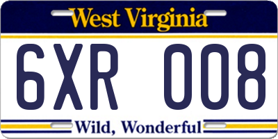 WV license plate 6XR008