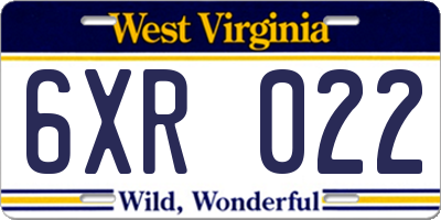 WV license plate 6XR022