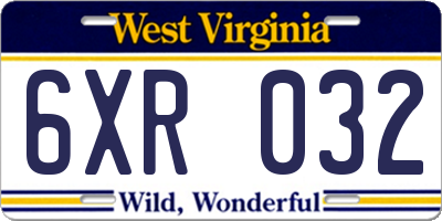 WV license plate 6XR032