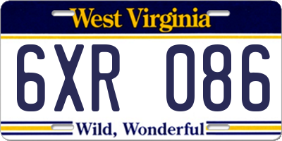 WV license plate 6XR086