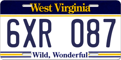 WV license plate 6XR087