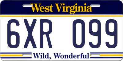 WV license plate 6XR099