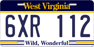 WV license plate 6XR112
