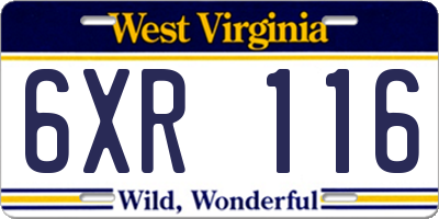 WV license plate 6XR116