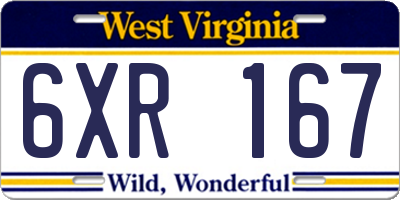 WV license plate 6XR167