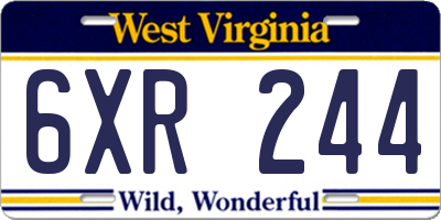 WV license plate 6XR244