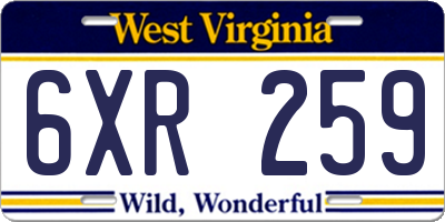 WV license plate 6XR259