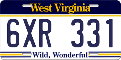 WV license plate 6XR331