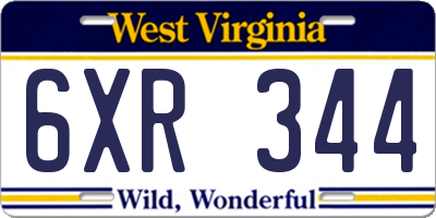 WV license plate 6XR344
