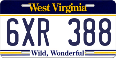 WV license plate 6XR388
