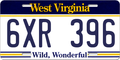 WV license plate 6XR396