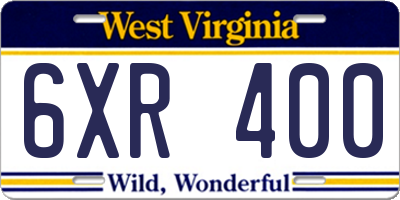WV license plate 6XR400