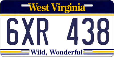 WV license plate 6XR438