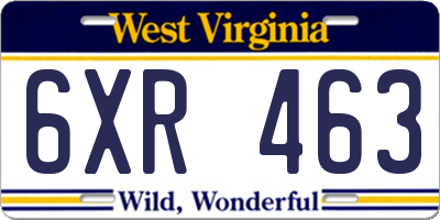 WV license plate 6XR463