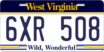 WV license plate 6XR508