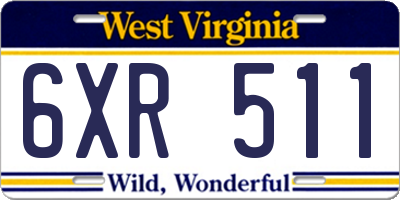 WV license plate 6XR511