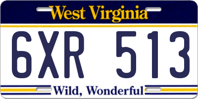 WV license plate 6XR513