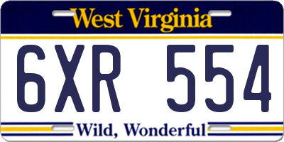 WV license plate 6XR554