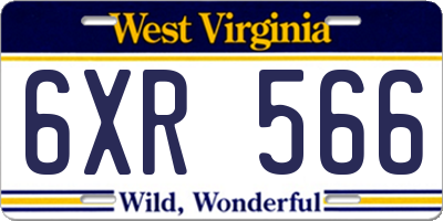 WV license plate 6XR566