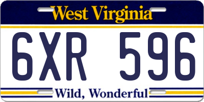 WV license plate 6XR596
