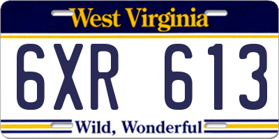 WV license plate 6XR613