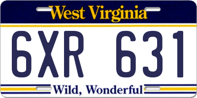 WV license plate 6XR631