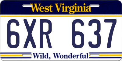 WV license plate 6XR637