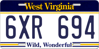 WV license plate 6XR694