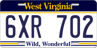 WV license plate 6XR702