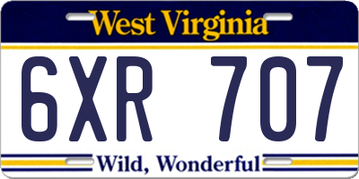 WV license plate 6XR707
