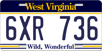 WV license plate 6XR736