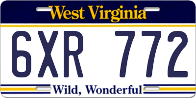 WV license plate 6XR772