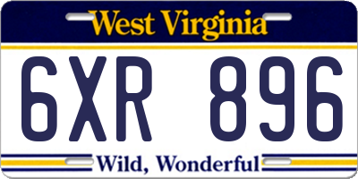 WV license plate 6XR896