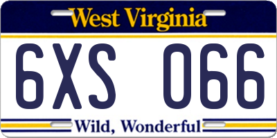 WV license plate 6XS066