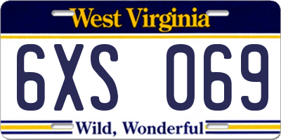 WV license plate 6XS069