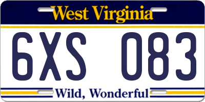 WV license plate 6XS083