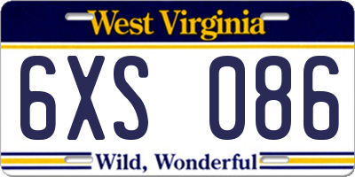 WV license plate 6XS086