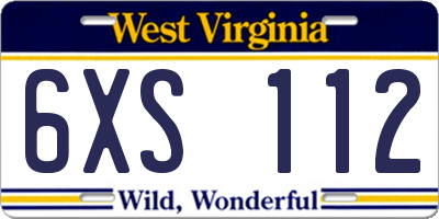 WV license plate 6XS112