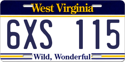 WV license plate 6XS115