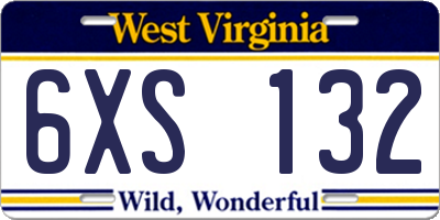 WV license plate 6XS132