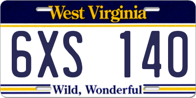 WV license plate 6XS140