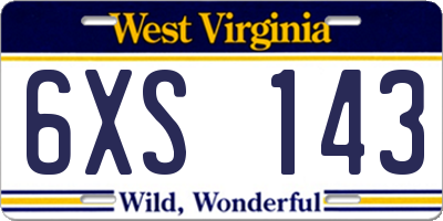 WV license plate 6XS143