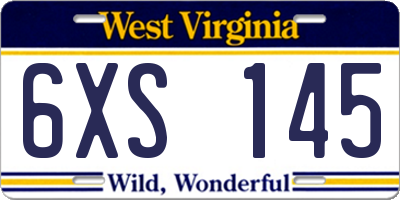 WV license plate 6XS145