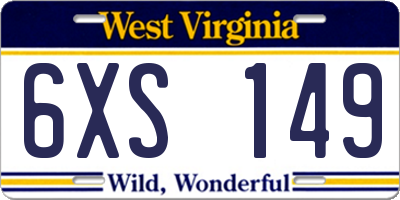 WV license plate 6XS149